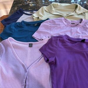 SHEIN Women's Crop Tops - Purple, Blue, Green, Lavender